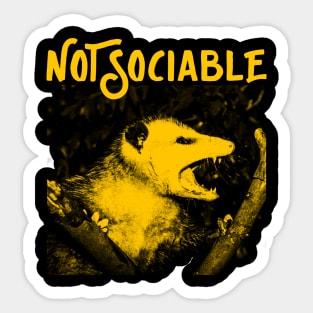 NOT SOCIABLE Opossum Yellow Print Sticker